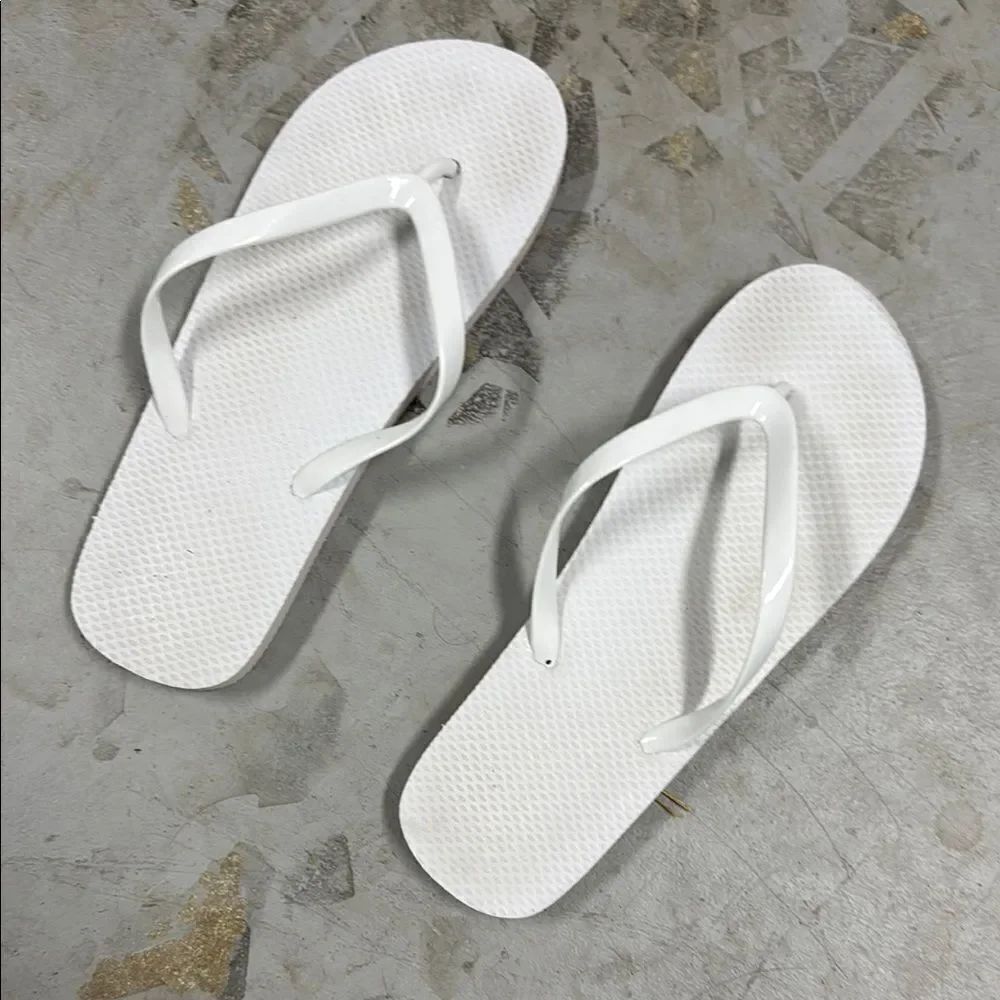 White Flip Flops Sandals - Put on ONCE Around the House - Size 8